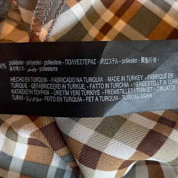 Zara Woman The Long Check Brown Plaid Flutter Sleeve Dress Sz L - Picture 11 of 11